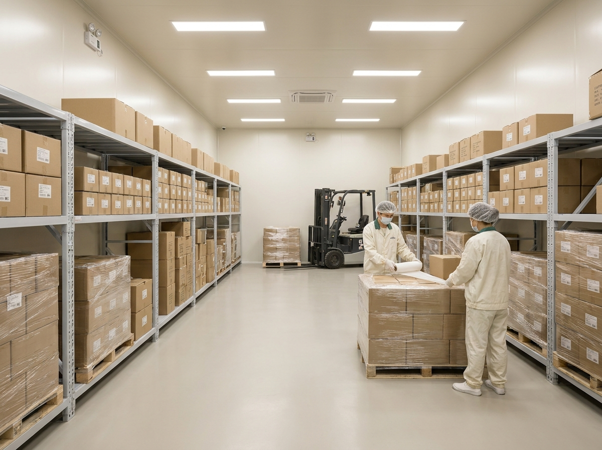 温度管理倉庫と出荷エリア