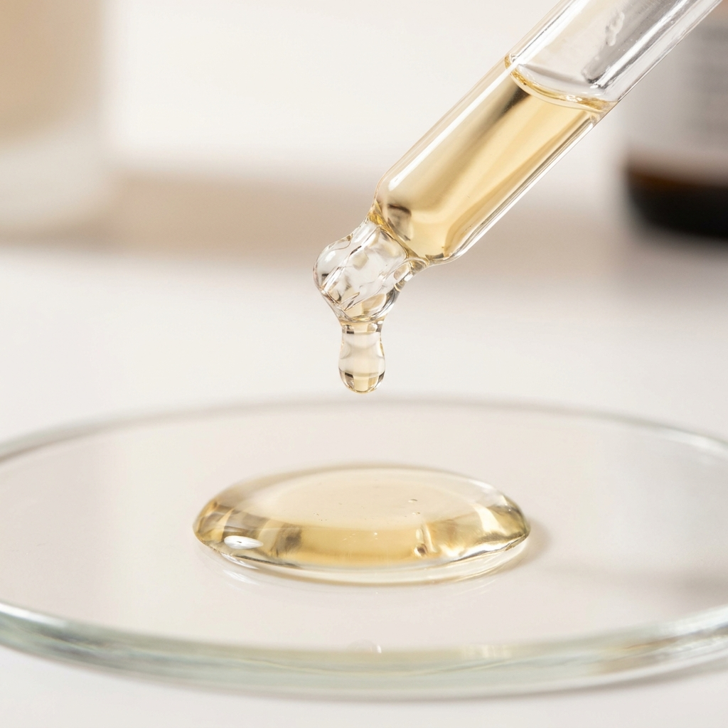 Vitamin C serum dropper texture close-up